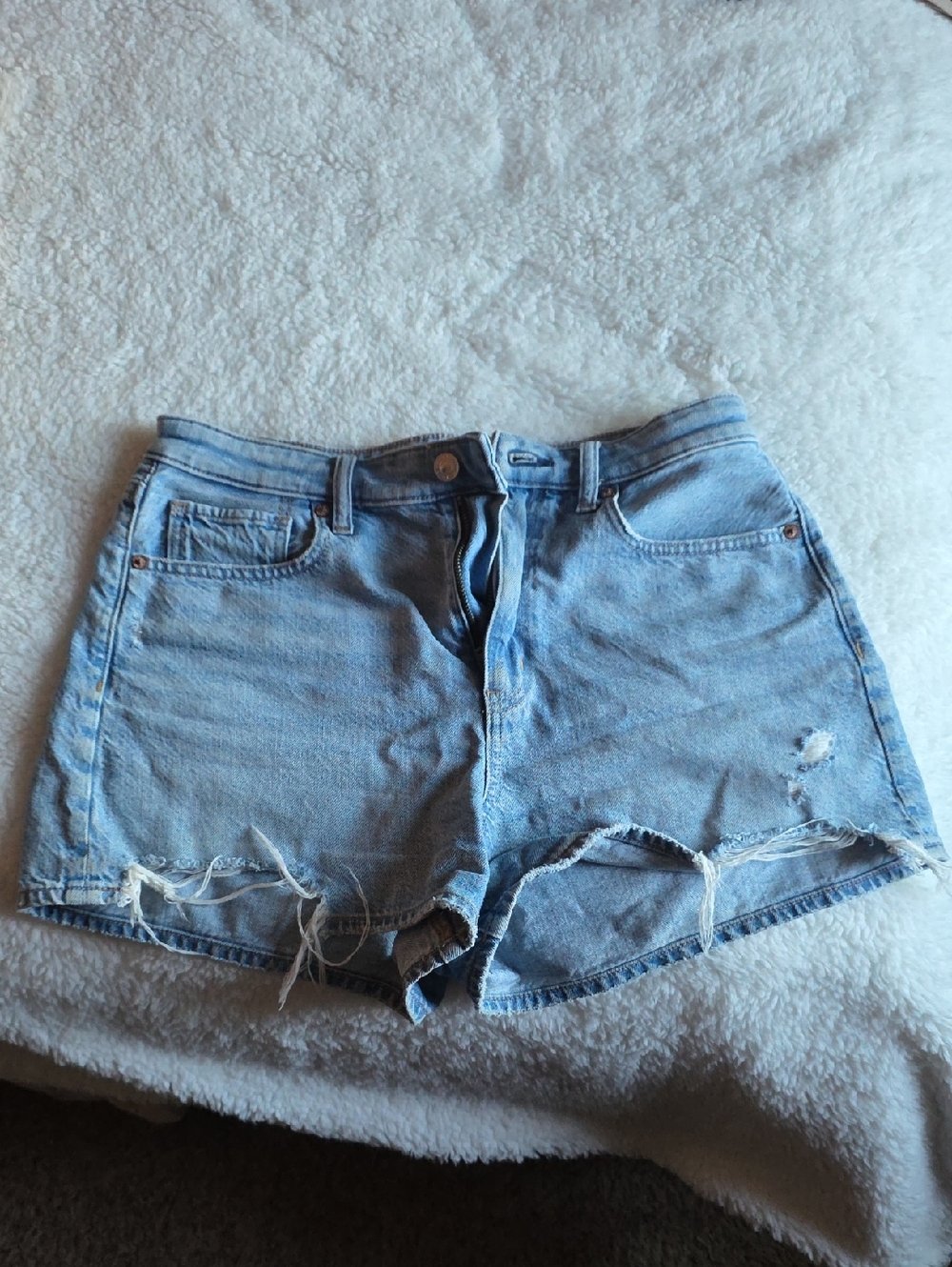 American Eagle Outfitters Light Blue Distressed Jean Shorts